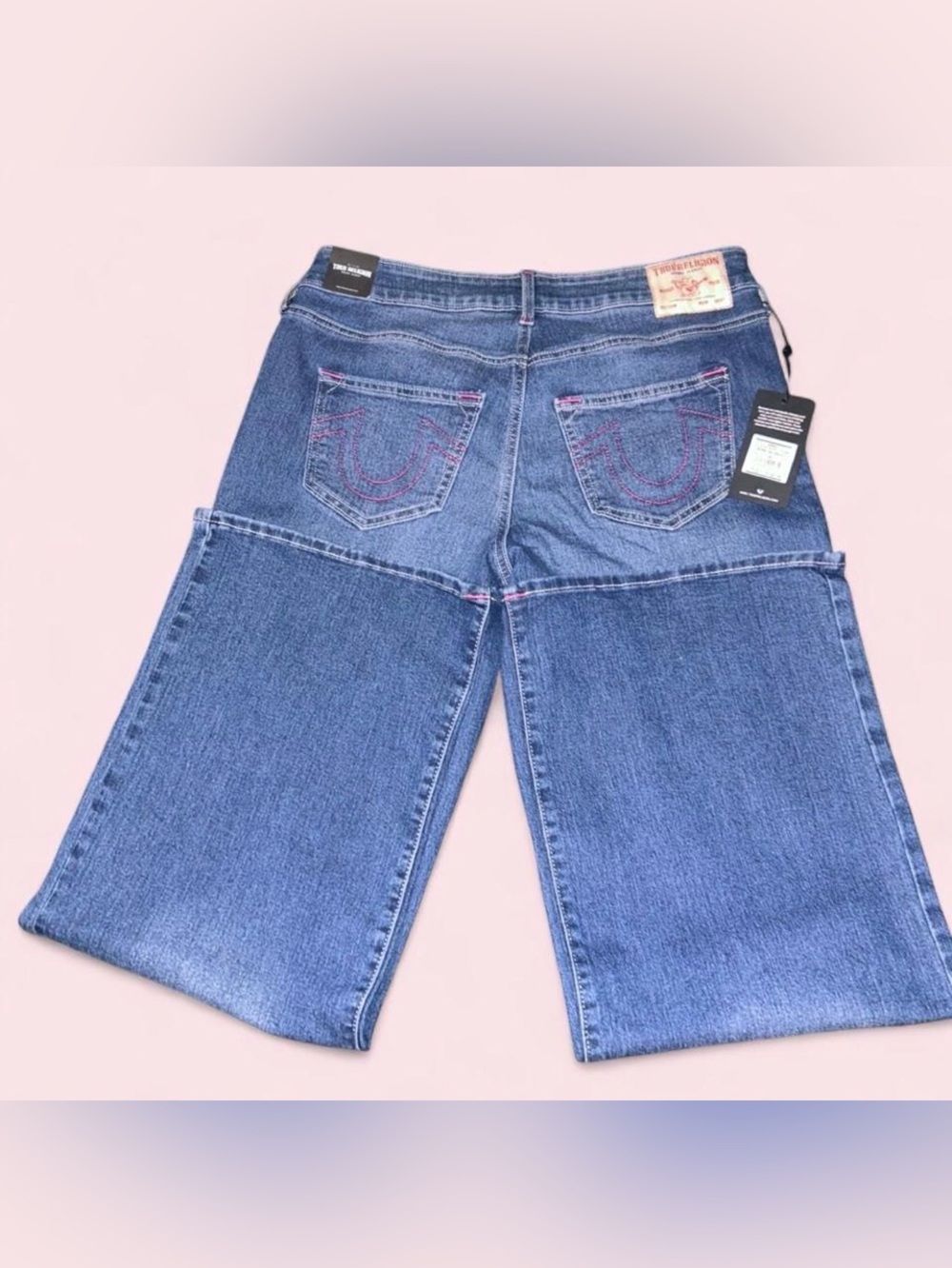 True Religion Women's Wide Leg Blue Denim Jeans